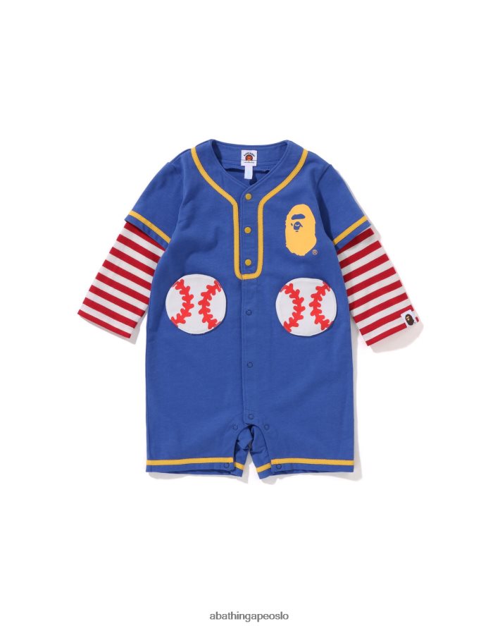 bøyle baseball skjorte lagdelte rompers 6XV6201568 blå A Bathing Ape barn