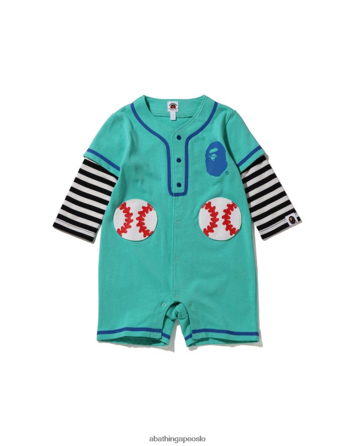 bøyle baseball skjorte lagdelte rompers 6XV6201569 mynte A Bathing Ape barn