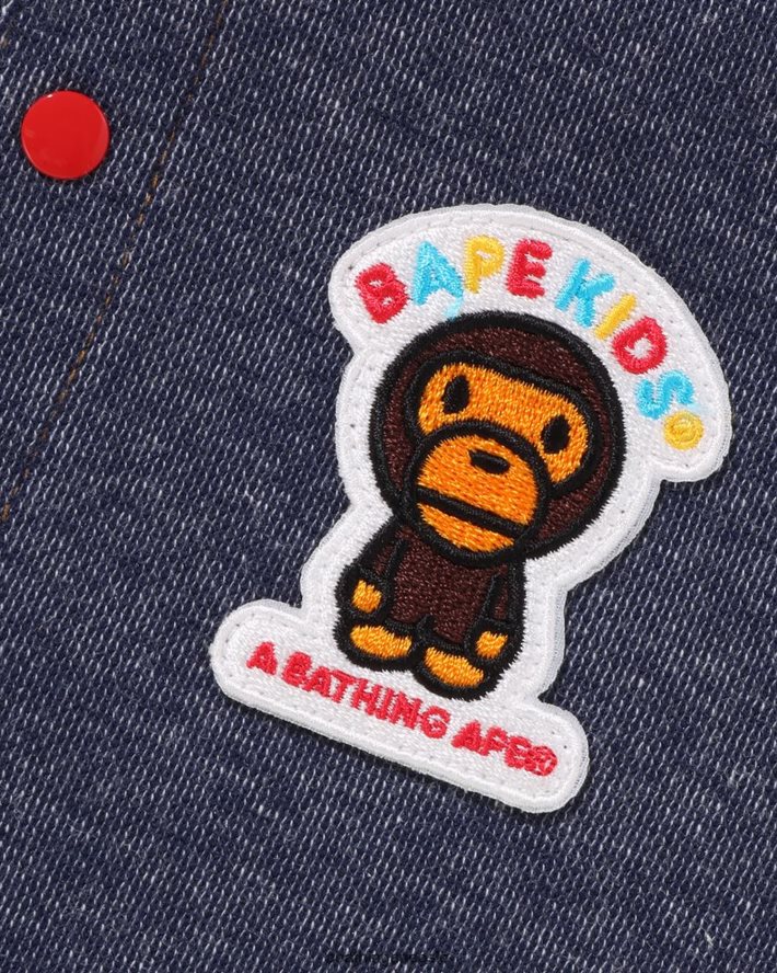 baby milo jersey denim bodysuit med sjømannskrage 6XV6201401 denim A Bathing Ape barn