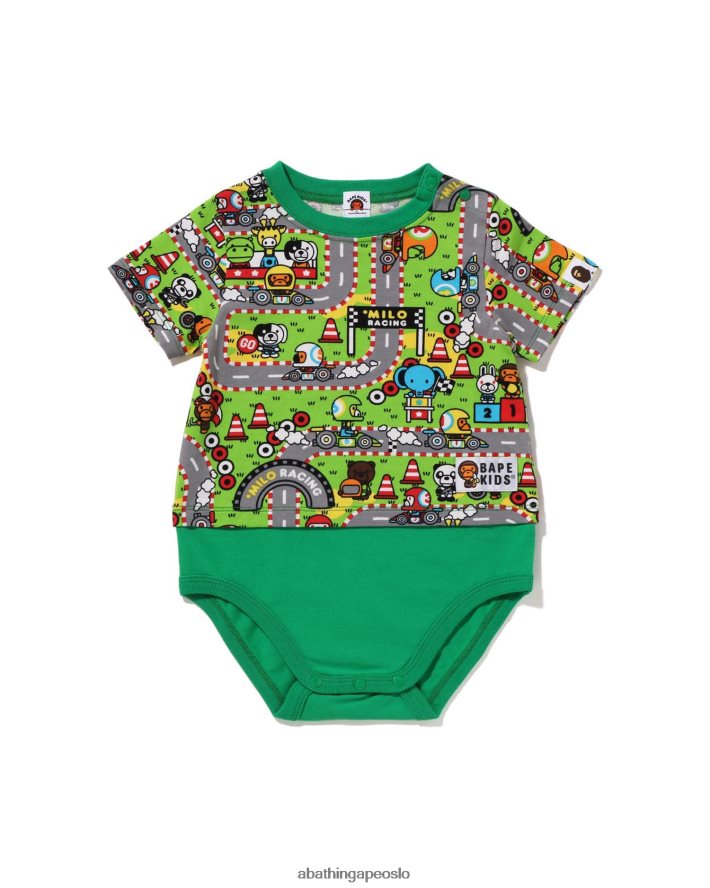 baby milo racing bodysuit 6XV6201611 smaragd A Bathing Ape barn