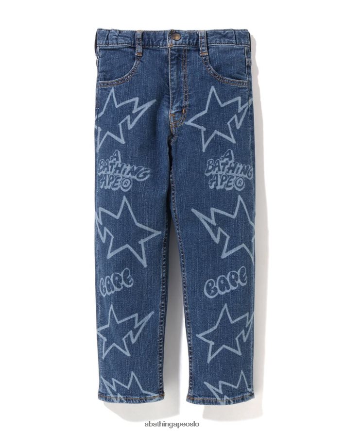 random sta denim bukser 6XV6201464 marineblå A Bathing Ape barn