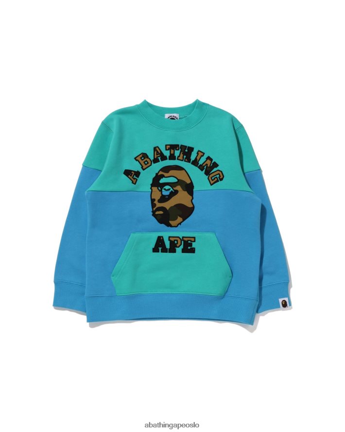 1st camo college patch colourblock crewneck 6XV6201503 lysegrønn A Bathing Ape barn