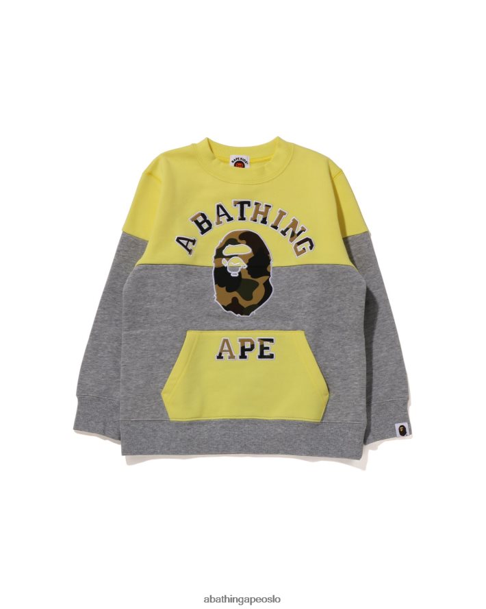 1st camo college patch colourblock crewneck 6XV6201504 gul A Bathing Ape barn