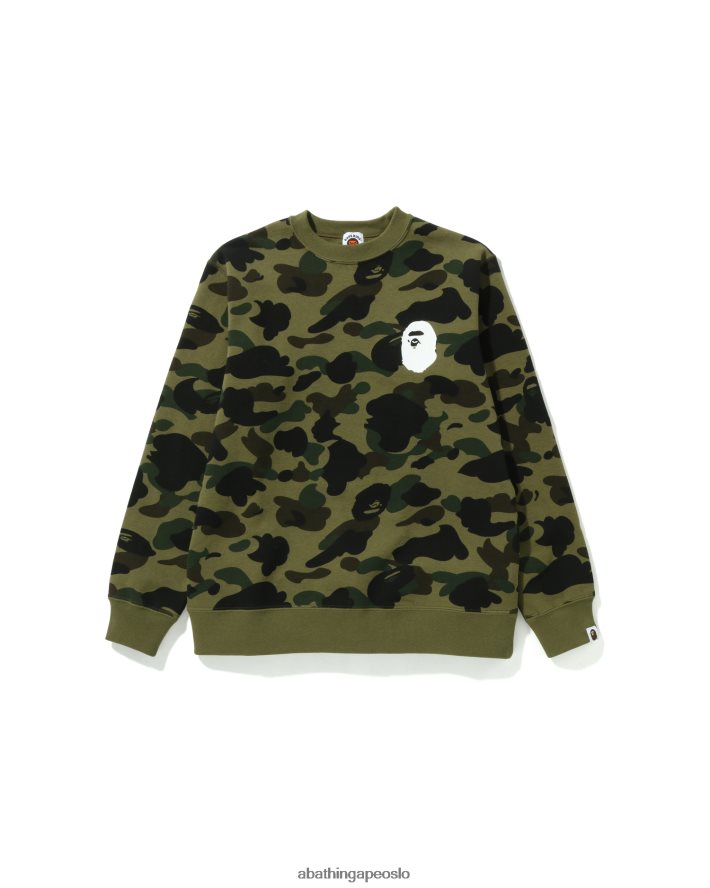 1st camo head crewneck jr 6XV6201666 militærgrønn A Bathing Ape barn