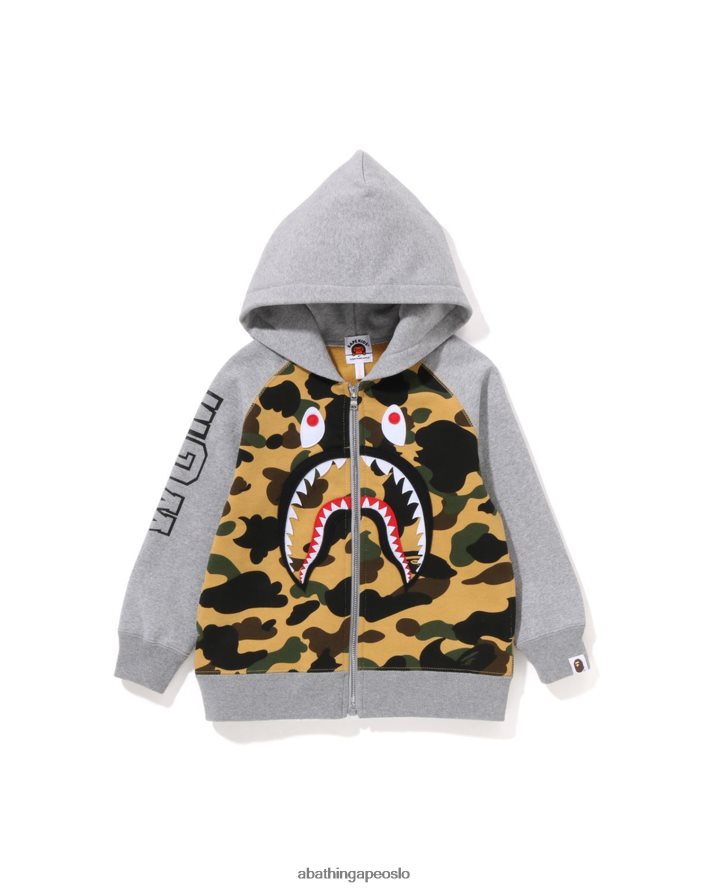 1st camo shark patch hettegenser med glidelås 6XV6201500 gul A Bathing Ape barn