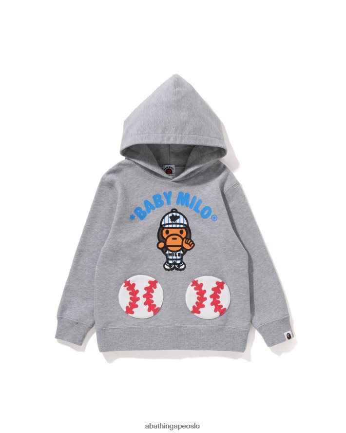 baby milo baseball genser hettegenser 6XV6201556 grå A Bathing Ape barn