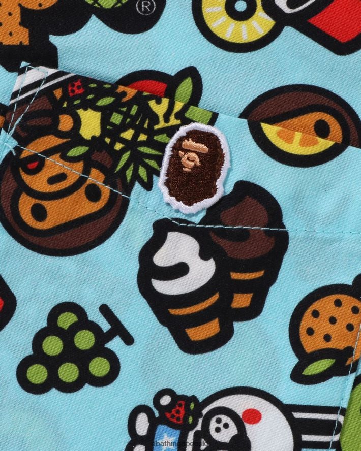 baby milo blandet frukt skjorte med åpen krage 6XV6201329 lyse blå A Bathing Ape barn