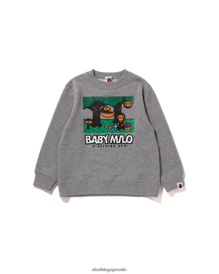 baby milo camo hengekøye crewneck 6XV6201353 grå A Bathing Ape barn