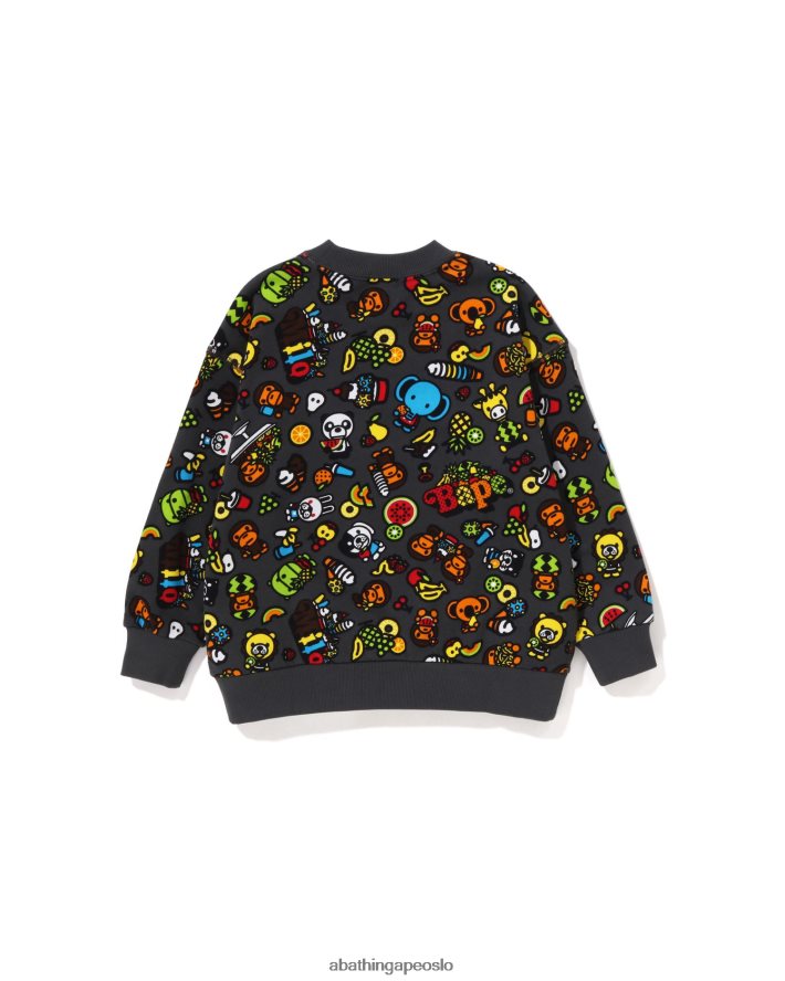 baby milo genser med blandet frukt 6XV6201442 mørk grå A Bathing Ape barn