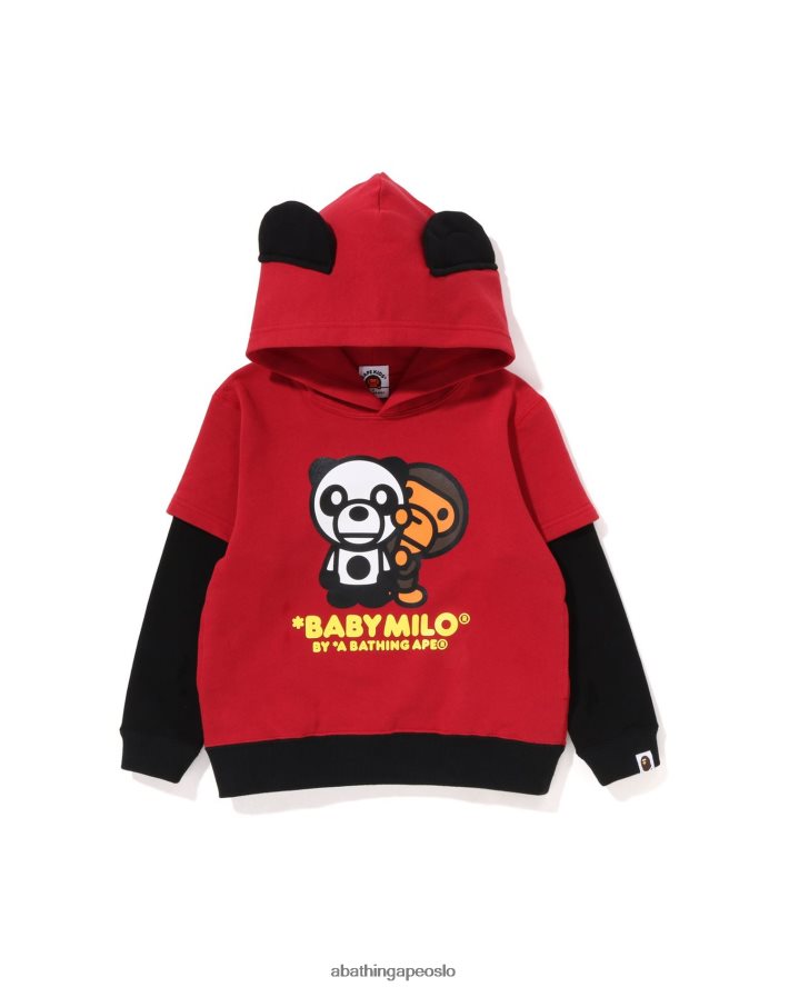 baby milo panda hettegenser i lag med pullover 6XV6201460 knallrødt A Bathing Ape barn