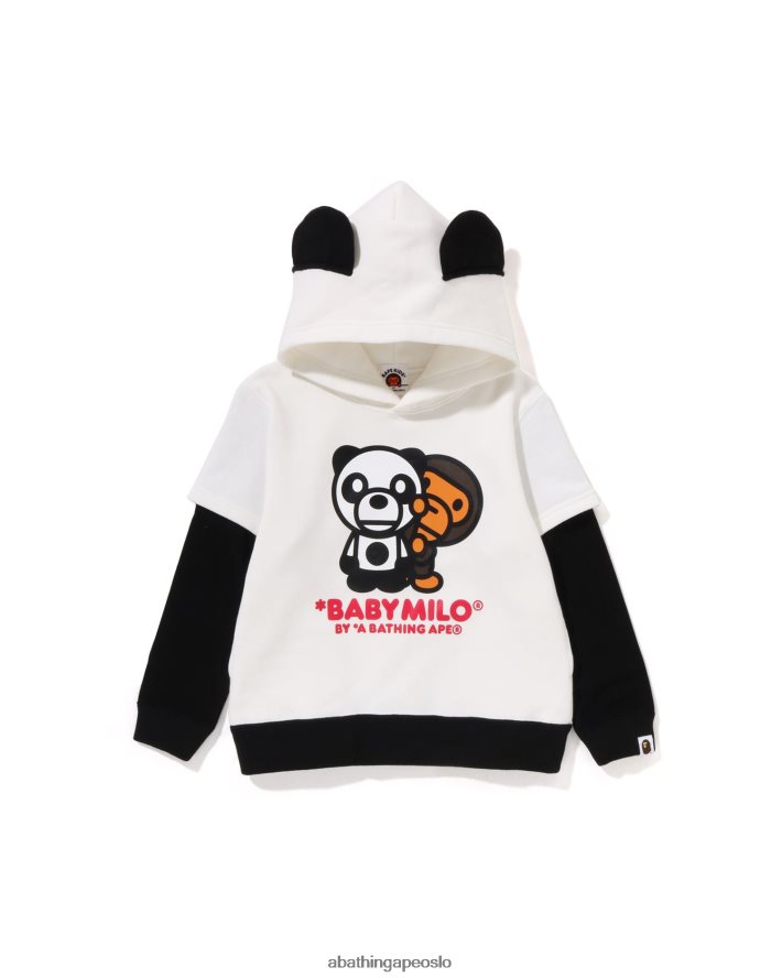 baby milo panda hettegenser i lag med pullover 6XV6201461 hvit A Bathing Ape barn