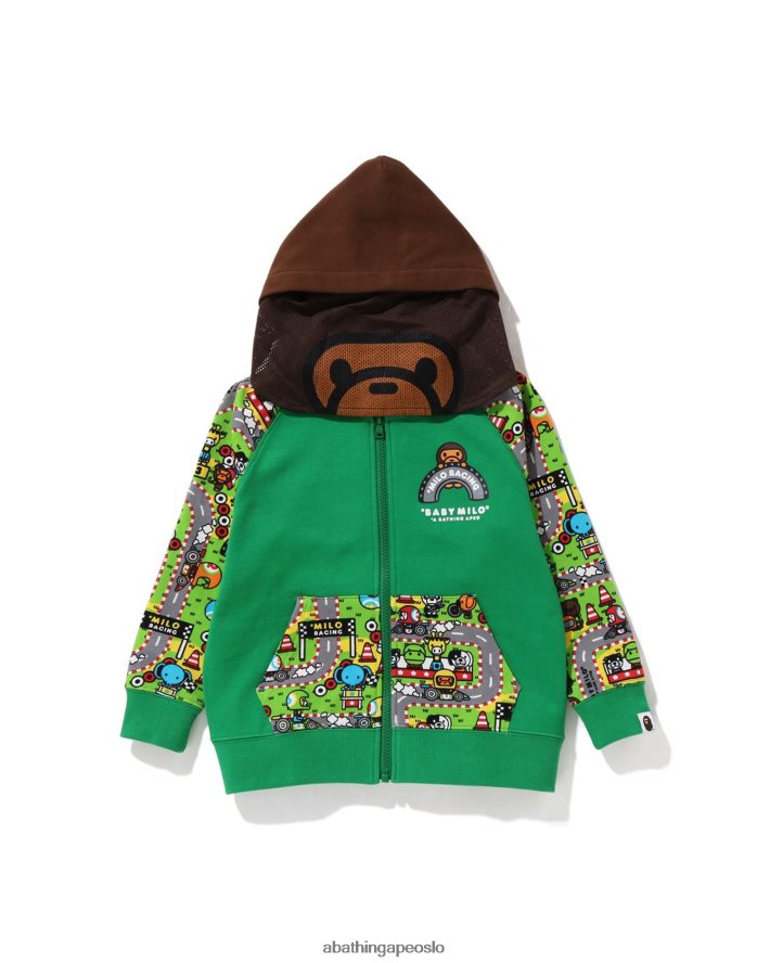 baby milo racing milo face hettegenser 6XV6201728 påfuglgrønn A Bathing Ape barn