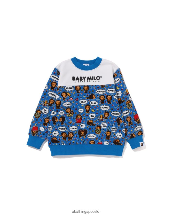 baby milo taleballong crewneck 6XV6201528 blå A Bathing Ape barn