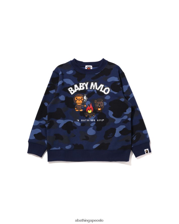 farge camo baby milo camp crewneck 6XV6201471 marineblå A Bathing Ape barn