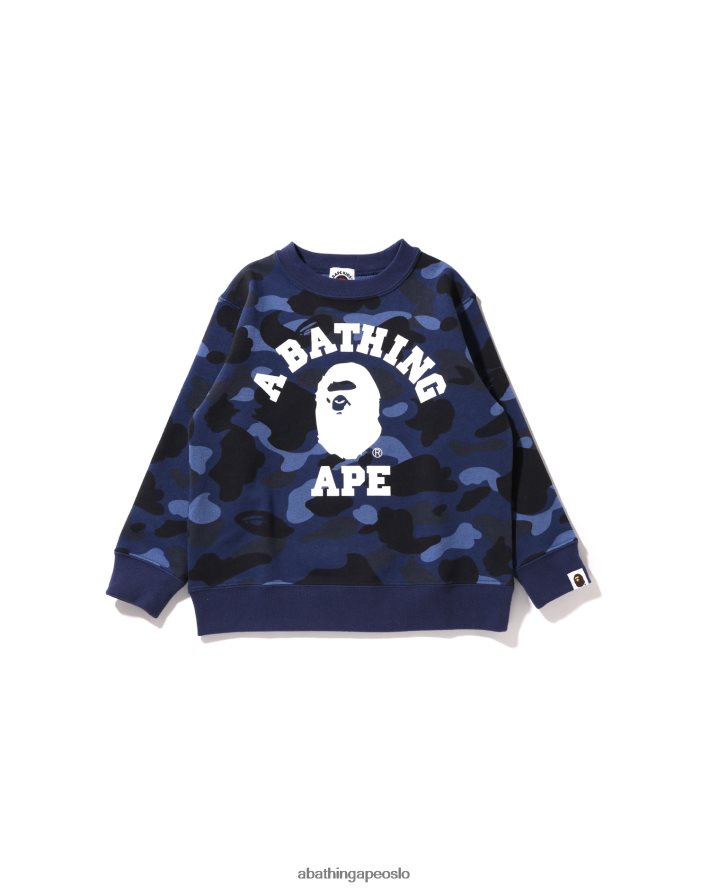 farge camo college crewneck 6XV6201645 marineblå A Bathing Ape barn