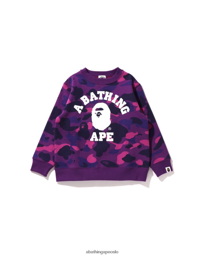 farge camo college crewneck 6XV6201646 lilla A Bathing Ape barn