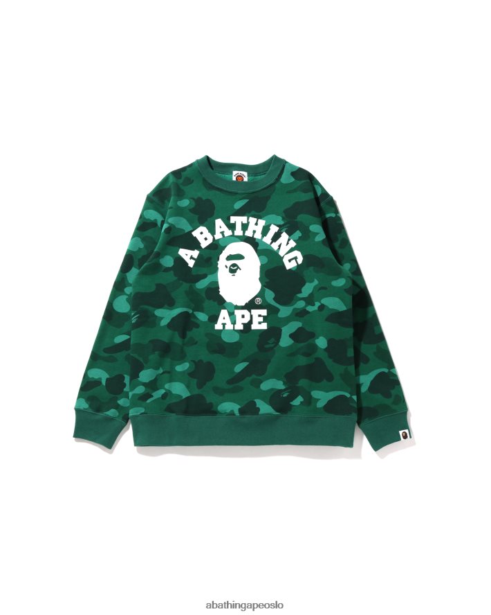farge camo college crewneck jr 6XV6201648 smaragd A Bathing Ape barn