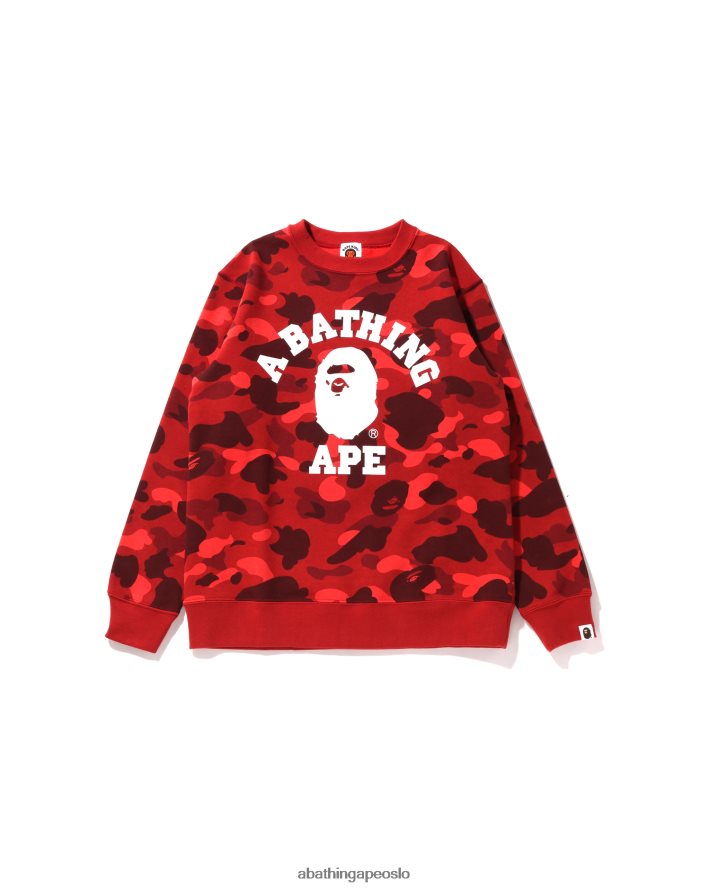 farge camo college crewneck jr 6XV6201651 knallrødt A Bathing Ape barn