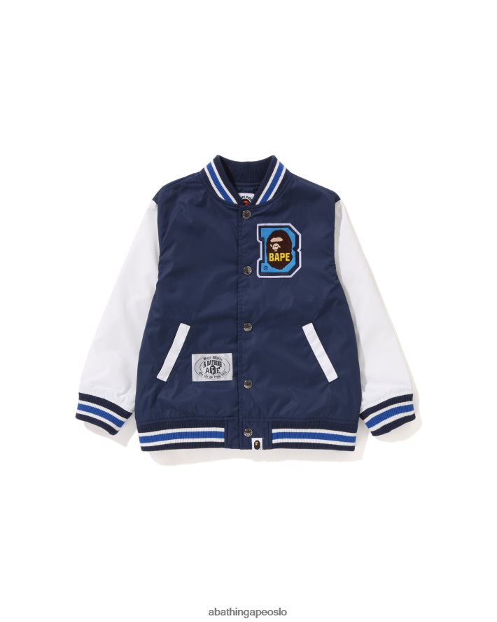 hode b patch varsity jakke 6XV6201447 marineblå A Bathing Ape barn