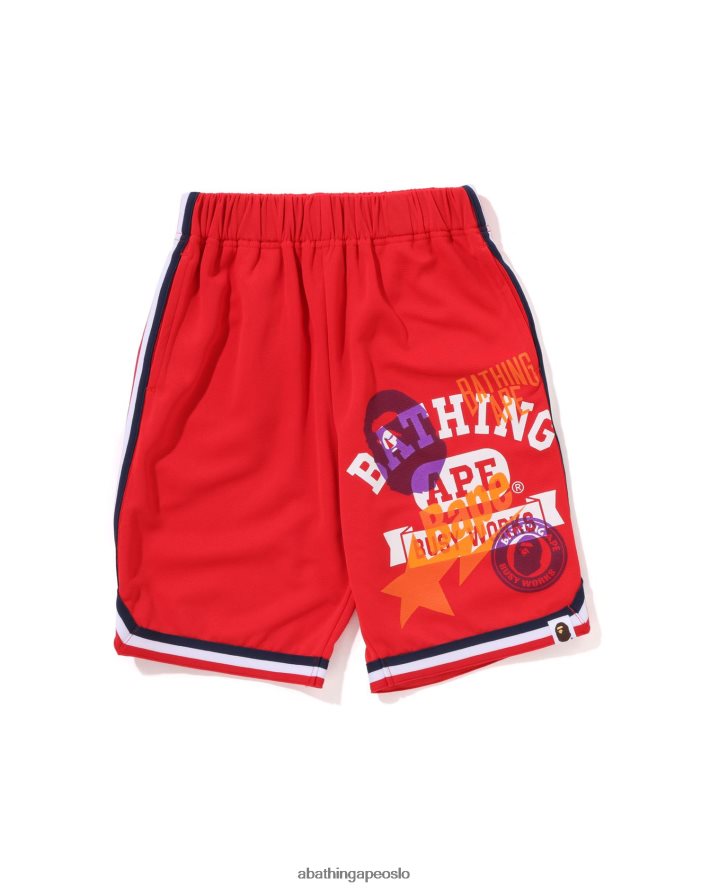 basketballshorts med flere trykk 6XV6201360 knallrødt A Bathing Ape barn