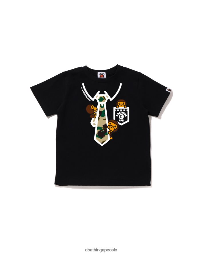 1. camo baby milo t-skjorte med slips med hals og slips 6XV6201654 svart A Bathing Ape barn