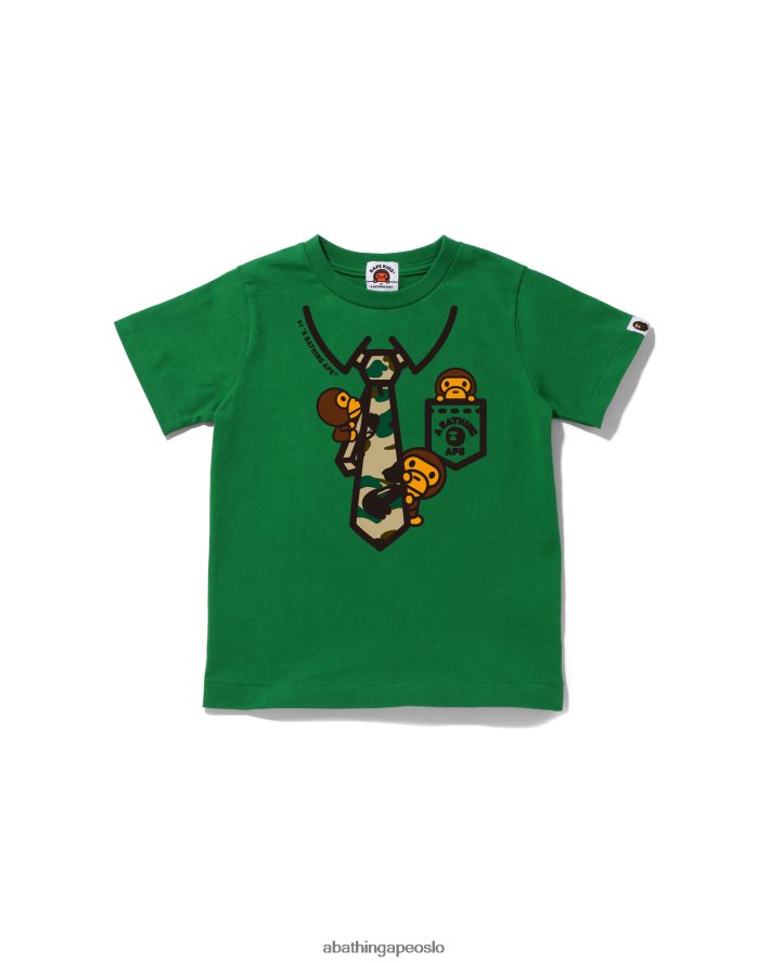 1. camo baby milo t-skjorte med slips med hals og slips 6XV6201656 militærgrønn A Bathing Ape barn