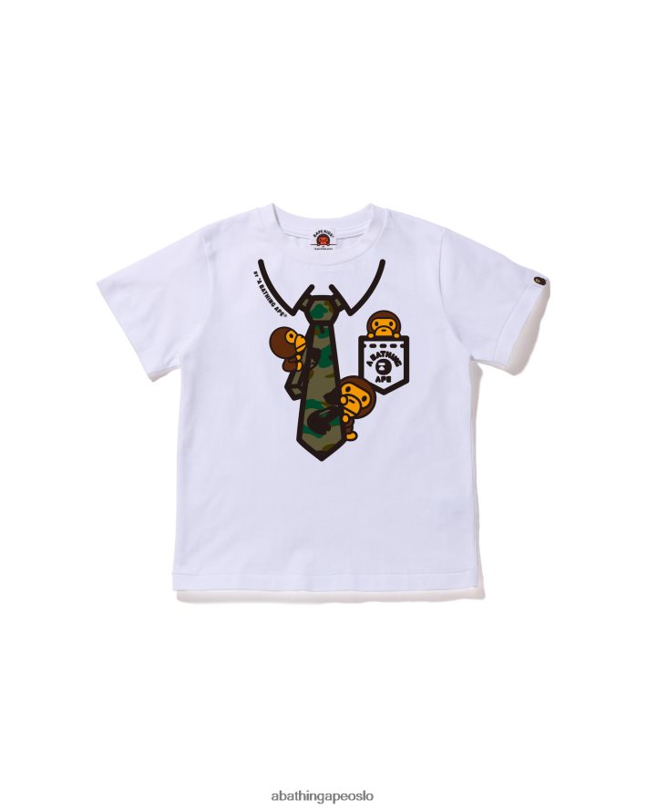 1. camo baby milo t-skjorte med slips med hals og slips 6XV6201658 hvit A Bathing Ape barn