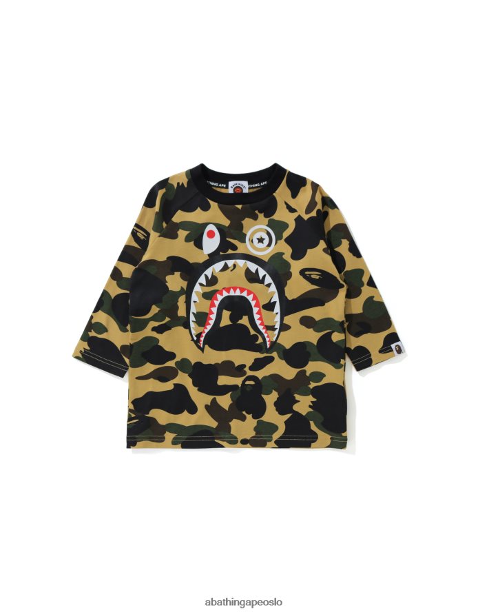 1. camo shark 3/4-ermet t-skjorte 6XV6201788 gul A Bathing Ape barn