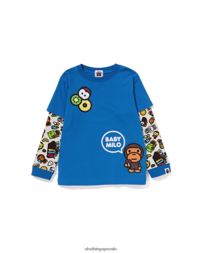 baby milo blandet frukt lagdelte ermer t-skjorte 6XV6201452 blå A Bathing Ape barn