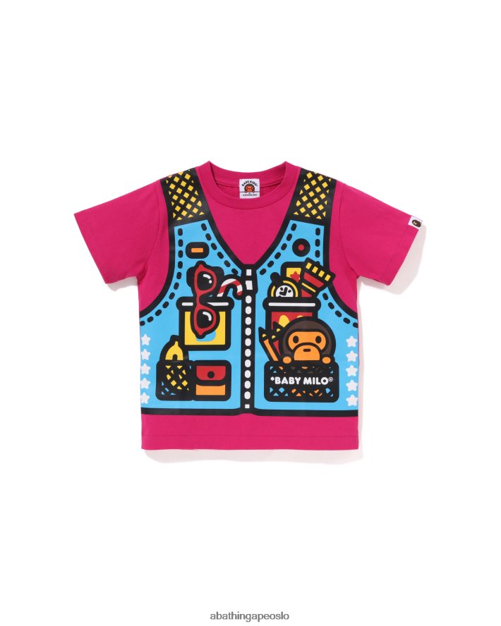 baby milo fiskevest print t-skjorte 6XV6201318 karminrose A Bathing Ape barn