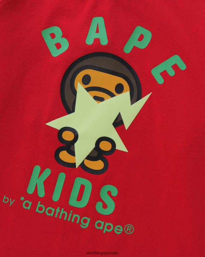 baby milo glød i mørket stat tee 6XV6201772 knallrødt A Bathing Ape barn