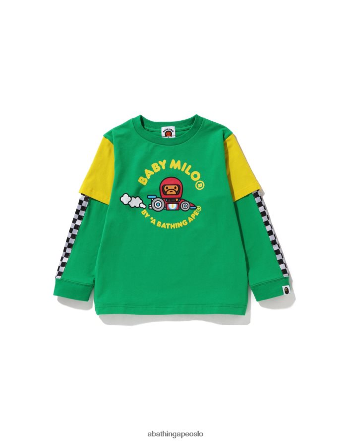 baby milo racing t-skjorte i lag 6XV6201725 påfuglgrønn A Bathing Ape barn