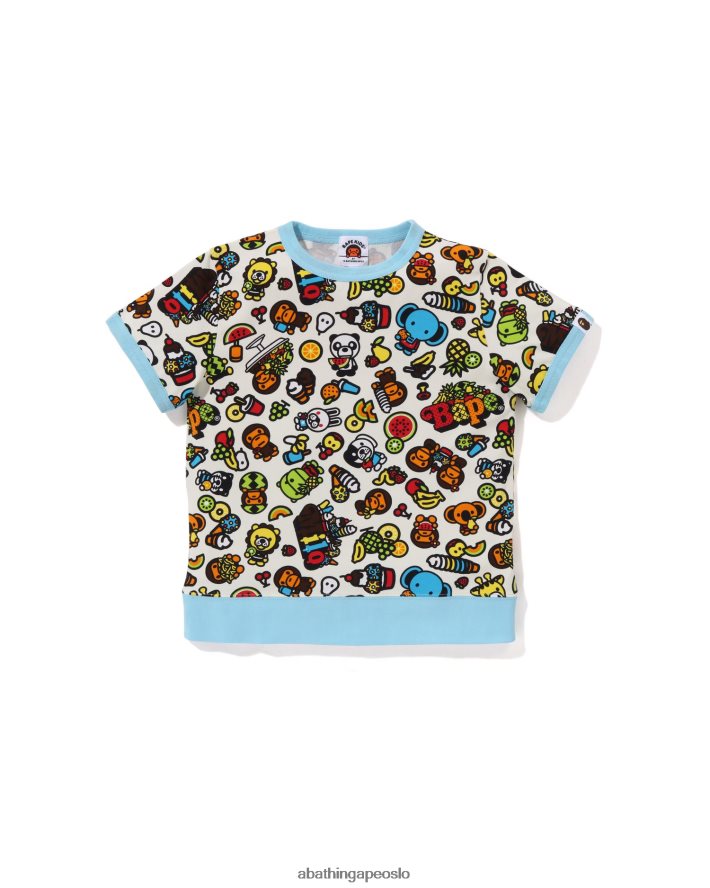 baby milo ribbet-skjorte med blandet frukt 6XV6201328 kremfarge A Bathing Ape barn