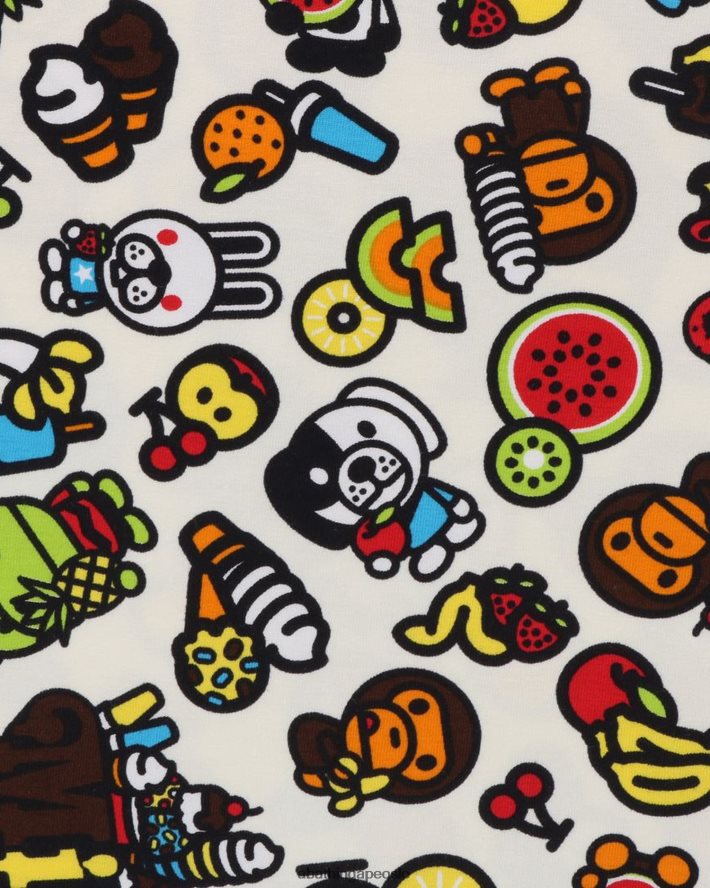 baby milo ribbet-skjorte med blandet frukt 6XV6201328 kremfarge A Bathing Ape barn
