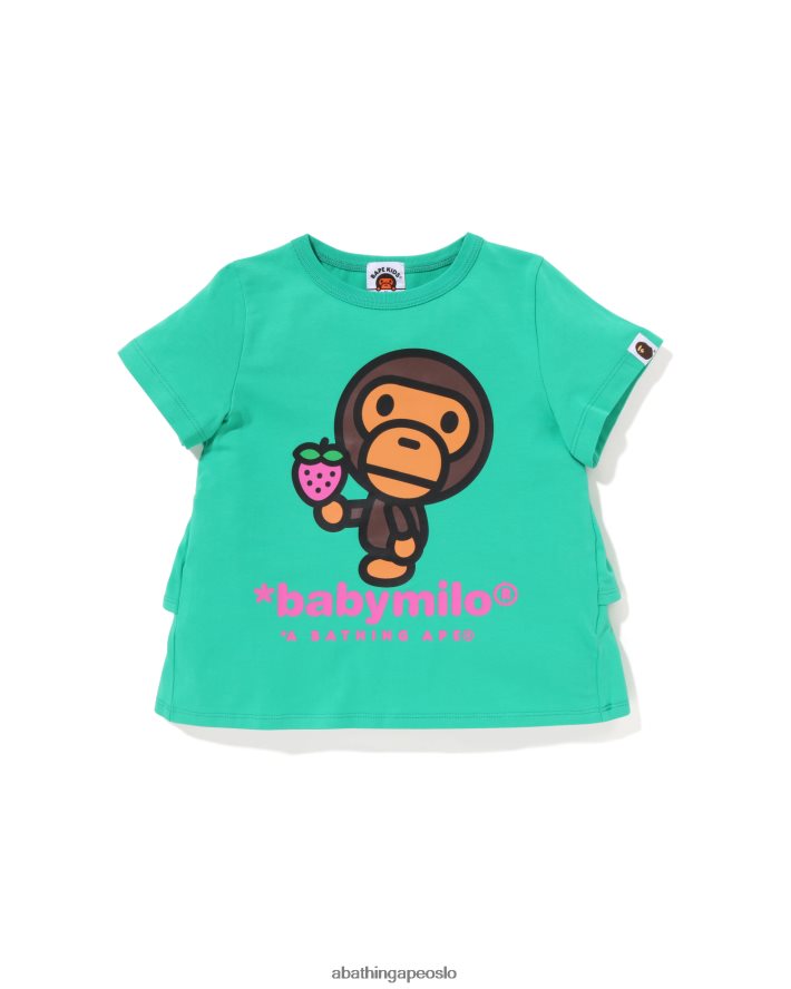 baby milo strawberry frill t-skjorte 6XV6201276 lysegrønn A Bathing Ape barn