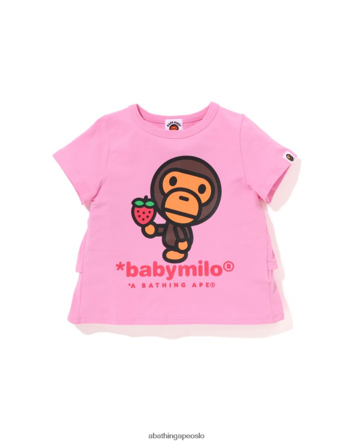 baby milo strawberry frill t-skjorte 6XV6201277 rosa A Bathing Ape barn