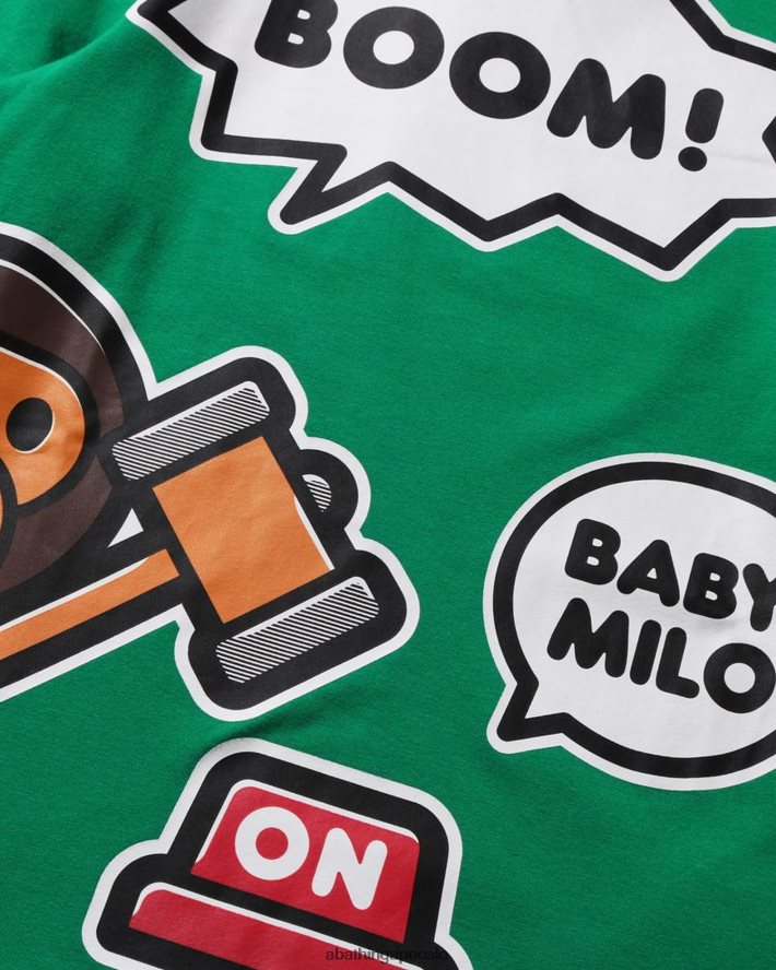 baby milo taleballong lagdelt t-skjorte 6XV6201519 mynte A Bathing Ape barn