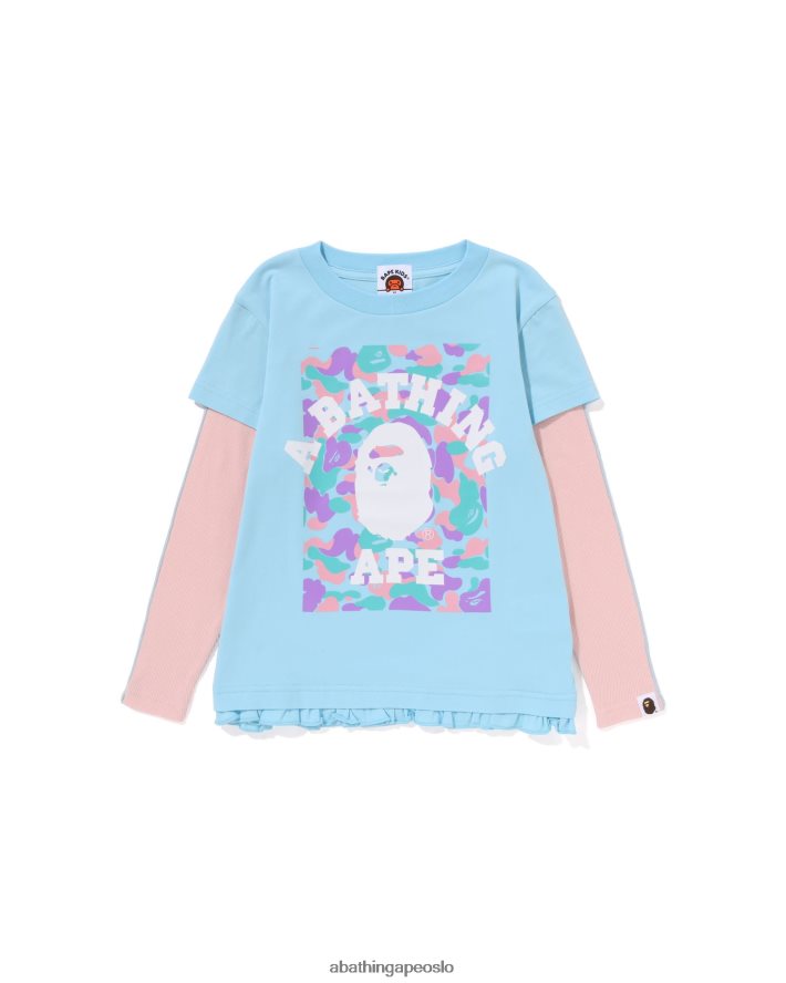 college lagdelt frill t-skjorte 6XV6201406 lyse blå A Bathing Ape barn