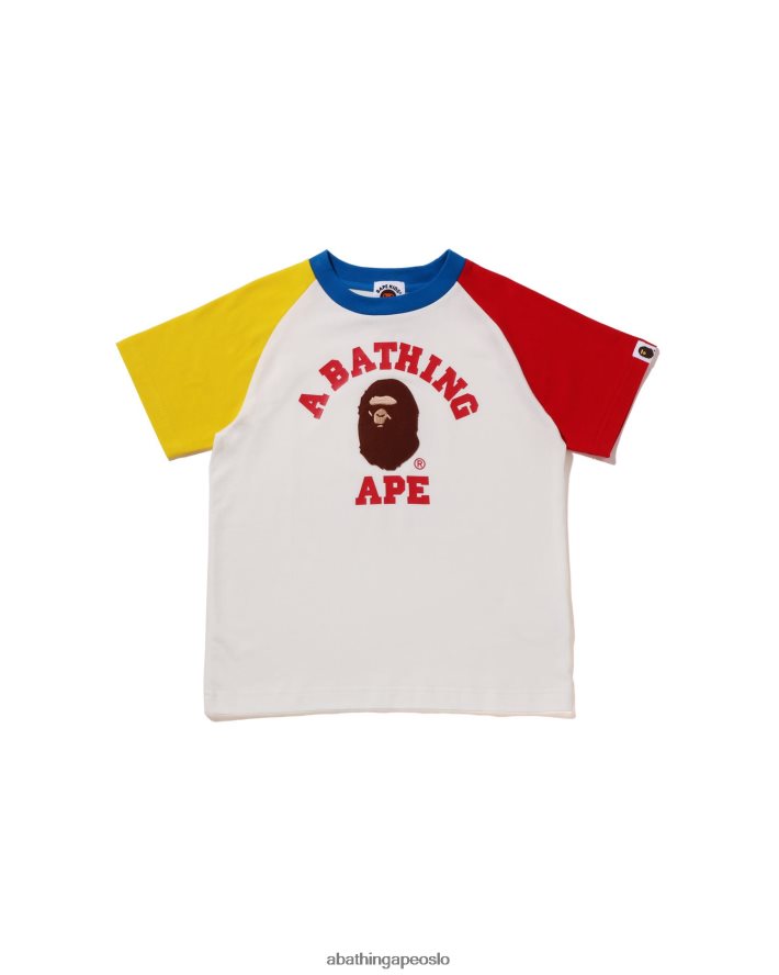 college raglan t-skjorte 6XV6201521 hvit A Bathing Ape barn