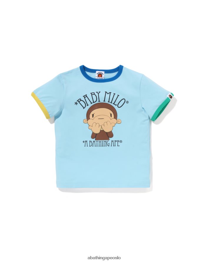 tegnet milo sjenert ringer-t-skjorte 6XV6201298 lyse blå A Bathing Ape barn