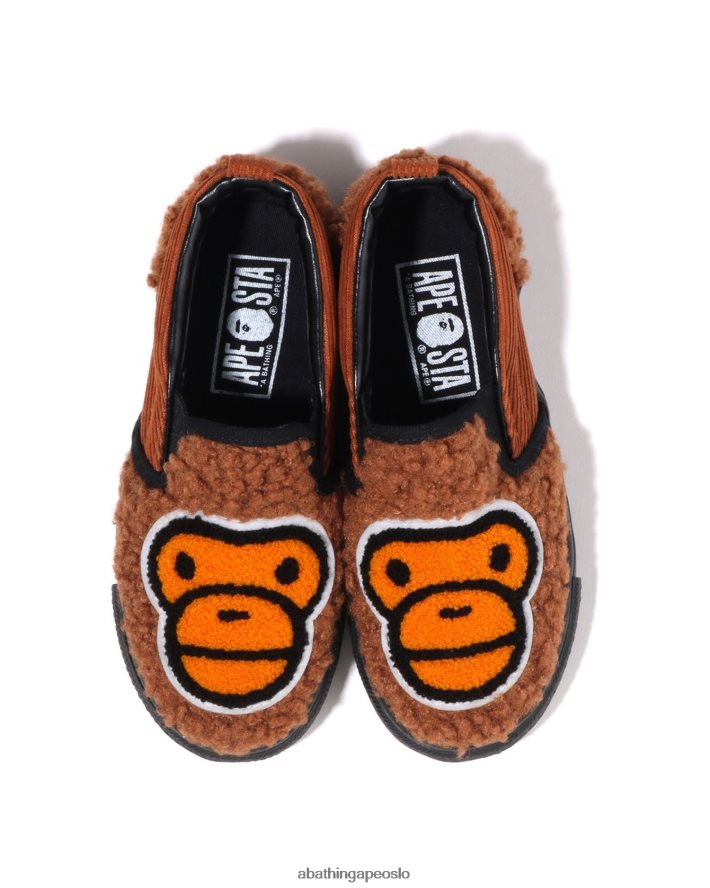 baby milo boa slip ons 6XV6201522 brun A Bathing Ape barn