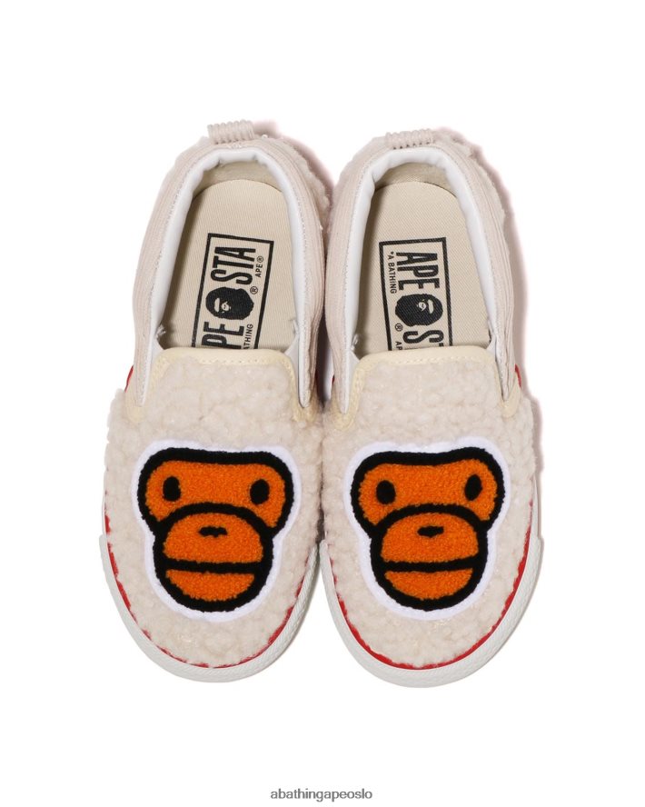 baby milo boa slip ons 6XV6201523 hvit A Bathing Ape barn