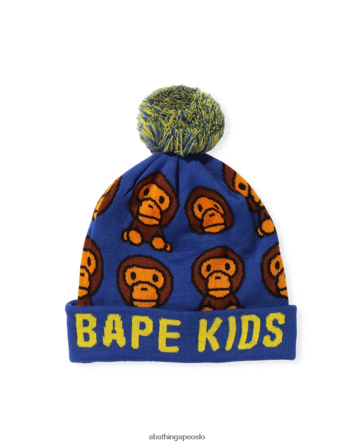 baby milo mønster strikket lue 6XV6201751 blå A Bathing Ape barn