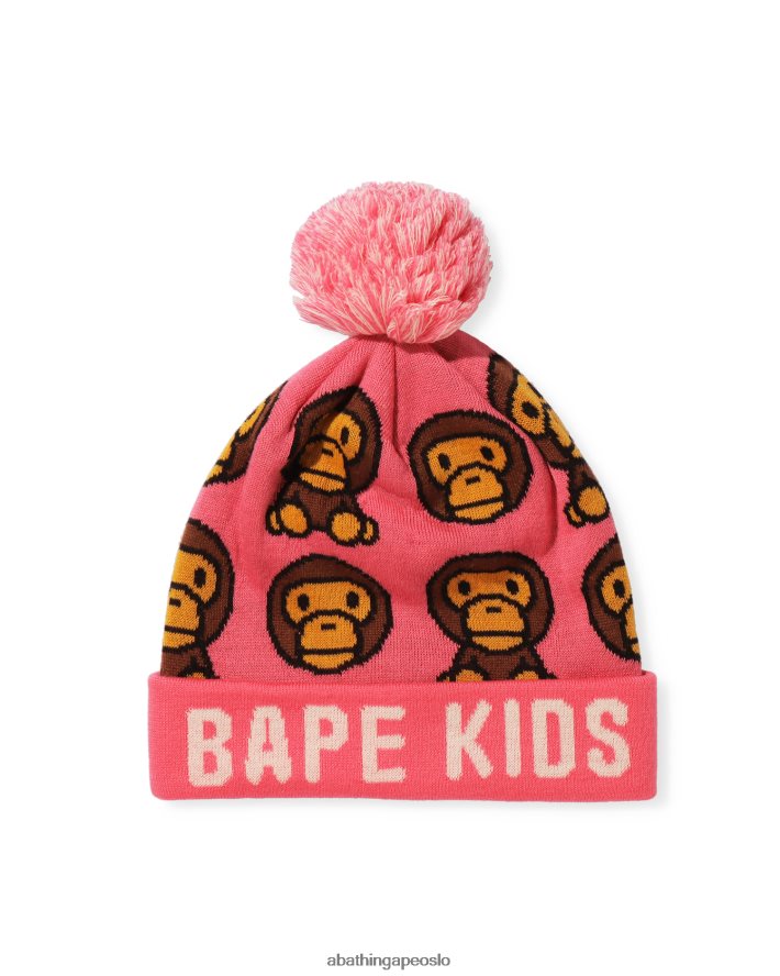 baby milo mønster strikket lue 6XV6201752 rosa A Bathing Ape barn