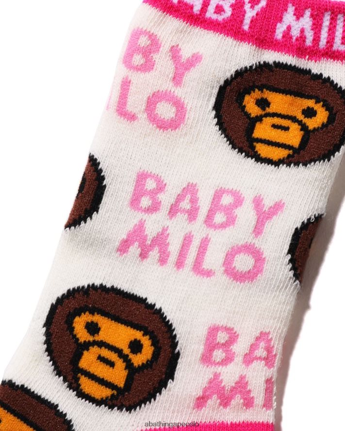 baby milo mønster sokker 6XV6201532 hvit A Bathing Ape barn