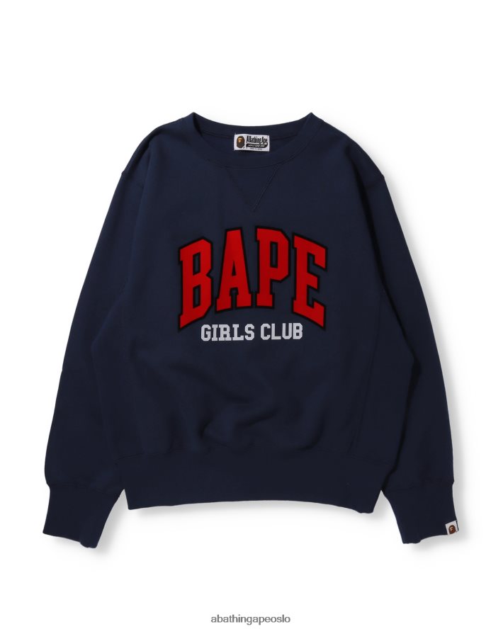 klubbvidde crew neck 6XV6201033 marineblå A Bathing Ape kvinner