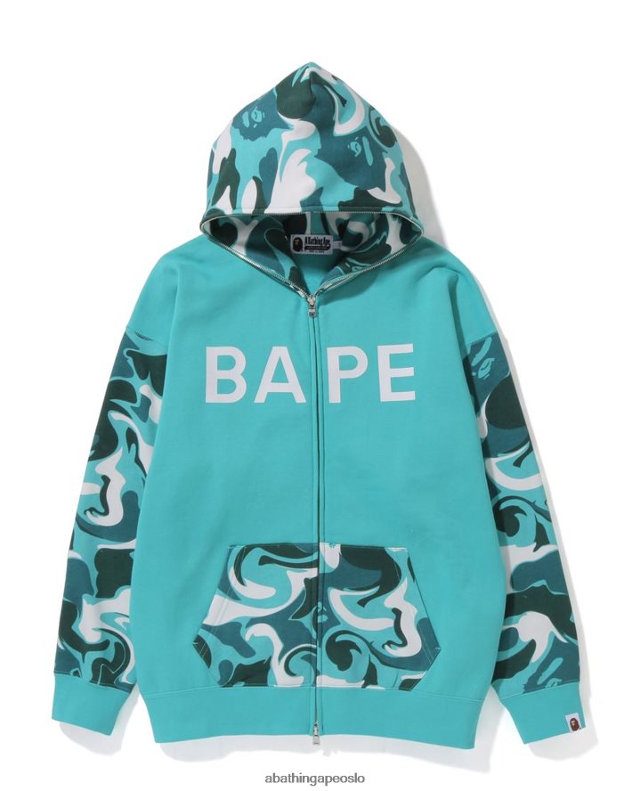 marmor camo oversized hettegenser med full glidelås 6XV6201012 mynte A Bathing Ape kvinner