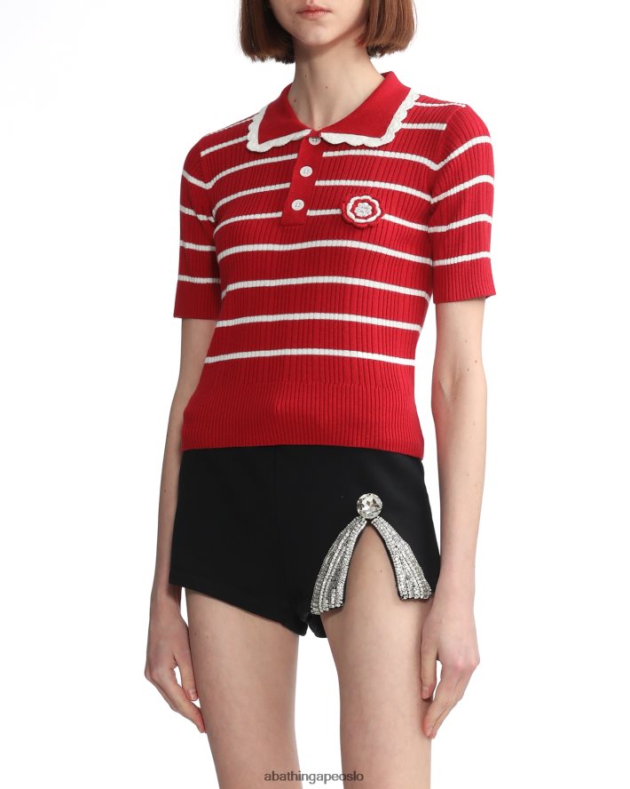 stripe strikket topp 6XV620789 knallrødt A Bathing Ape kvinner