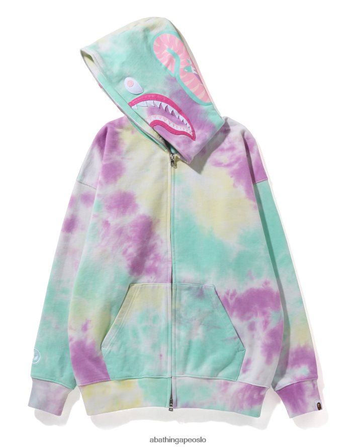 tie-dye shark oversized hettegenser med full glidelås 6XV620991 caise A Bathing Ape kvinner