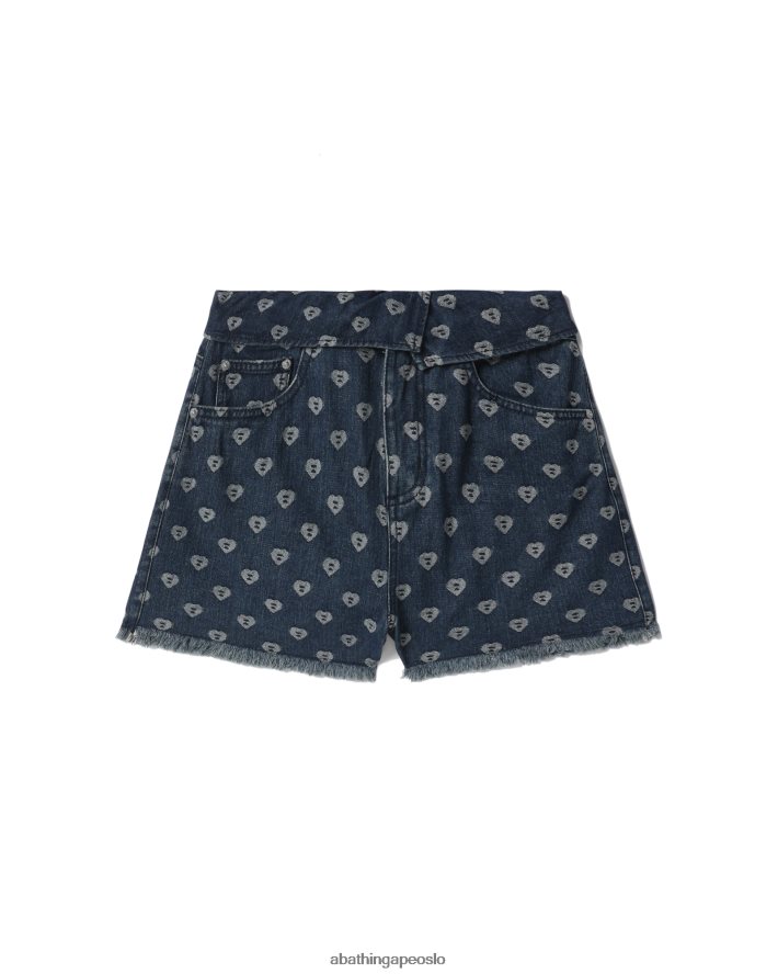 denimshorts med biteflipmønster 6XV620811 denim A Bathing Ape kvinner